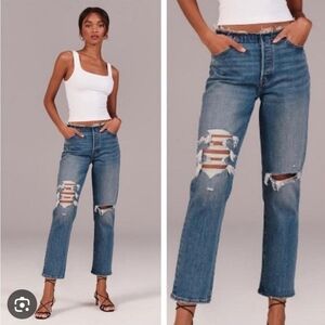 Abercrombie and Fitch The Boyfriend Mid Rise Button Fly Jeans Distressed Size 30